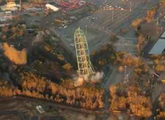 Kingda Ka Roller Coaster Implosion Caught on Camera kingda-ka-roller-coaster-mplosion-caught-on-camera